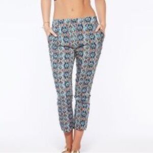 L*Space Zanzibar Boho Print Cropped Pants Resort Trousers XS